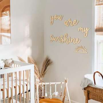 Xylolfsty You Are My Sunshine Wall Decor Boho Nursery Wall Art 5 Pieces Neutral Wooden Decoration fo...
