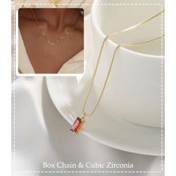 FUNEIA Diamond Necklaces for Women 14K Gold Plated Emerald Birthstone Necklace for Women Mothers Dainty Gold Necklace Blue Green Cubic Zirconia Pendant Necklace Birthday Gifts for Women Jewelry