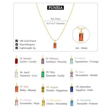 FUNEIA Diamond Necklaces for Women 14K Gold Plated Emerald Birthstone Necklace for Women Mothers Dainty Gold Necklace Blue Green Cubic Zirconia Pendant Necklace Birthday Gifts for Women Jewelry