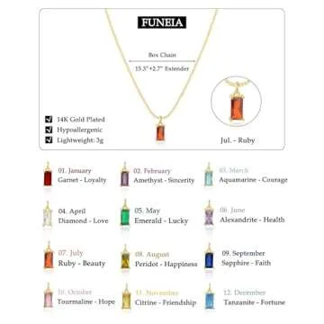 FUNEIA Diamond Necklaces for Women 14K Gold Plated Emerald Birthstone Necklace for Women Mothers Dainty Gold Necklace Blue Green Cubic Zirconia Pendant Necklace Birthday Gifts for Women Jewelry