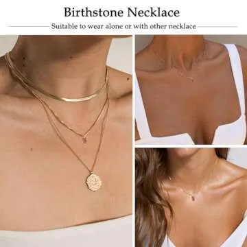 FUNEIA Diamond Necklaces for Women 14K Gold Plated Emerald Birthstone Necklace for Women Mothers Dainty Gold Necklace Blue Green Cubic Zirconia Pendant Necklace Birthday Gifts for Women Jewelry