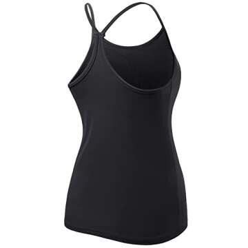 FREEYE Y Back Built in Shelf Bra Racerback Cami Yoga Workout Tank-Tops for Women,Sport Padded Spaghetti Straps Camisoles Sleeveless Compression Active-wear Athletic Clothing Tee Shirts X-Large Black