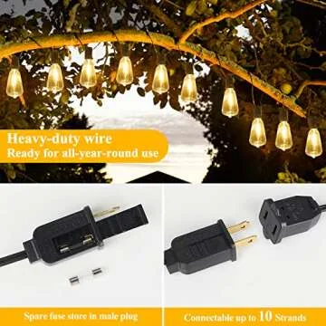 Brightever Outdoor String Lights 150FT, Patio Lights with 75+2 Dimmable ST38 Shatterproof LED Bulbs, Vintage Edison String Lights for Outside, Waterproof Bistro Lights for Halloween Backyard 2700K