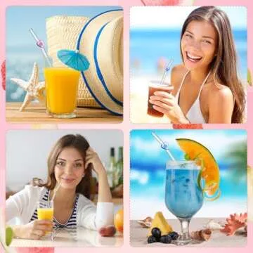 Teenyyou 6 Pcs Reusable Glass Straws with Heart Charms 8 x 0.3'' Colorful Heart Thick Clear Glass Straws Bent with Cleaning Brushes for Drinking Cocktail Hot and Cold Drinks Party