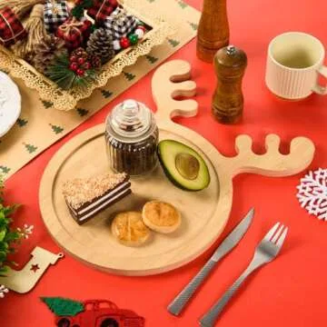 Christmas Wooden Appetizer Tray Deer Antler Serving Platter
