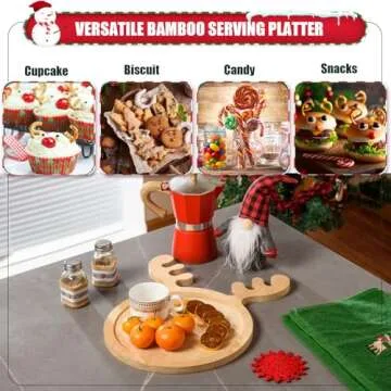 Christmas Wooden Appetizer Tray Deer Antler Serving Platter