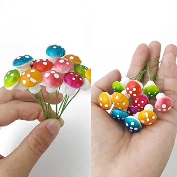 Colorful Miniature Mushrooms for Engaging Garden Crafts