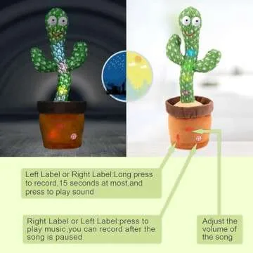 Emoin Dancing Cactus Baby Toys, Talking Cactus Toys Repeats What You Say Baby Boy Toys, Dancing Cactus Mimicking Toy with LED English Sing Talking 15 Second Voice Recorder