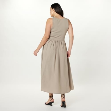 The Drop Women's Dia Mixed Fabric Midi Tank Dress