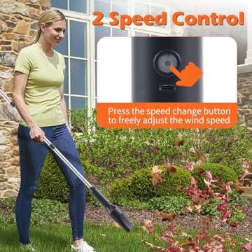 ANLIZY Outdoor Broom with Leaf Blower, Small Cordless Leaf Blower with Long Handle Broom, Lightweight Rechargeable Blower for Lawn Care Yard Patio Garden Balcony (Charger Included)