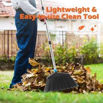 ANLIZY Outdoor Broom with Leaf Blower, Small Cordless Leaf Blower with Long Handle Broom, Lightweight Rechargeable Blower for Lawn Care Yard Patio Garden Balcony (Charger Included)