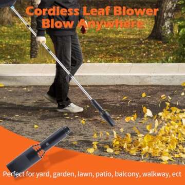 ANLIZY Outdoor Broom with Leaf Blower, Small Cordless Leaf Blower with Long Handle Broom, Lightweight Rechargeable Blower for Lawn Care Yard Patio Garden Balcony (Charger Included)