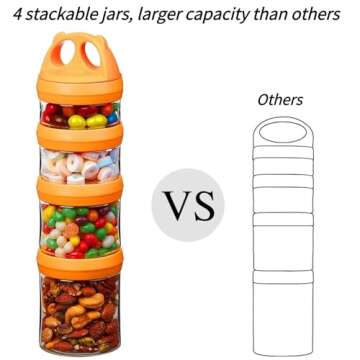 SELEWARE Portable Stackable Food Storage Containers for Snacks Formula Powder and Drinks Twist Lock System Airtight Leak-proof BPA and Phthalate Free Blue Green and Orange