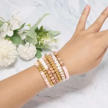 LFLIUN Bracelet Making Kit Friendship Golden Beads Clay Beads Jewelry&Bracelet Making Kit Charm Bracelet Maker Set with Letter Beaded Kit Birthday Gift