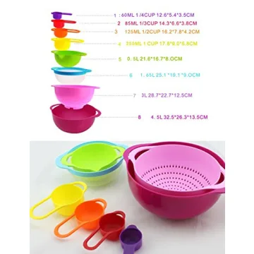 Colorful 8 PCS Mixing Bowl Set for Cooking & Baking