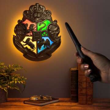 Hogwarts Crest Lamp with Wand Remote Control for Fans