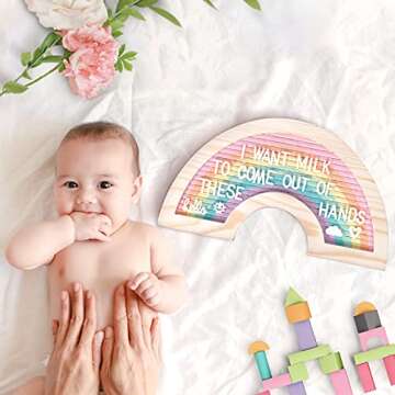 Hipbaby Felt Letter Board – Rainbow Letter Board with Letters, Emojis, Wooden Easel and Carry Bag – Changeble felt Letter Board for Baby Announcements