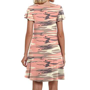 Askyes Womens Summer Dresses 2023 Ruffle Short Sleeve Casual Beach Tshirt Dress Round Neck Loose Swing Sundress with Pockets