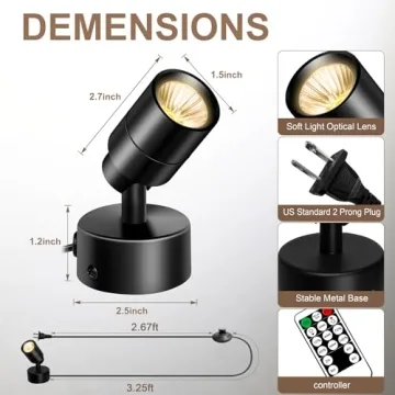 FZWLE Dimmable Spot Lights with Remote Control & Timer