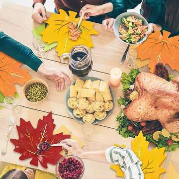 Whaline 30Pcs Fall Leaf Paper Plates for Thanksgiving