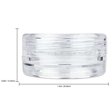 Beauticom 3g/3ml (0.1 Fl Oz) Round Clear Plastic Jars with Round Top Lids for Creams, Lotions, Powders, Glitters, and more... (Color: Clear Lid, Quantity: 50 Pieces)