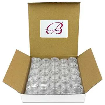 Beauticom 50 Clear Plastic Jars for Craft and Beauty