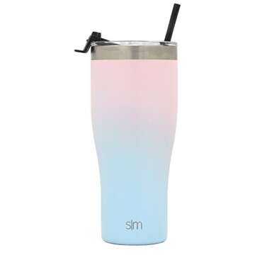 Simple Modern Tumbler with Clear Flip Lid and Straw | Reusable Insulated Water Bottle Stainless Steel Travel Mug | Slim Cruiser Collection | 32oz, Ombre: Sweet Taffy