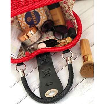 HYBRID FASHIONISTA Boho Bag for Women Rattan Handbag Straw Shoulder Bag Wicker Bag (Red Heart Rattan Bag)