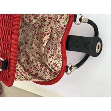 HYBRID FASHIONISTA Boho Bag for Women Rattan Handbag Straw Shoulder Bag Wicker Bag (Red Heart Rattan Bag)