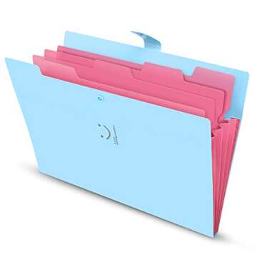 SKYDUE Expanding File Folder 5 Pockets ,Letter A4 Paper Accordion Document Organizer (Blue)