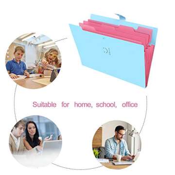 SKYDUE Expanding File Folder 5 Pockets ,Letter A4 Paper Accordion Document Organizer (Blue)