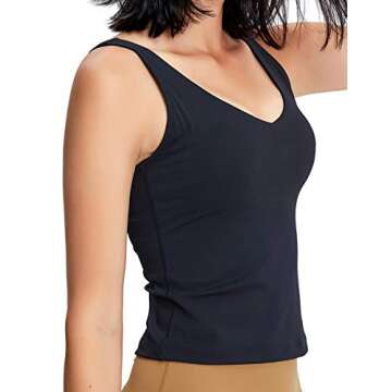 POSHDIVAH Longline Padded Tank Top for Women Activewear