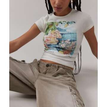 Y2k Graphic Baby Tees Women Teen Girl Fruit Print Crop Top Short Sleeve Slim Fit Vintage Aesthetic T Shirt Clothes (White Blue Letter, s)