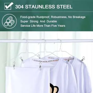 (50PCS) Stainless Steel Laundry Clothes Pins Heavy Duty Outdoor, Clothespins for Hanging Clothes, Metal Clips, Metal Clothes pins, Metal Snack Bag Chip Clips for Food Packages, Mini Clothes pins