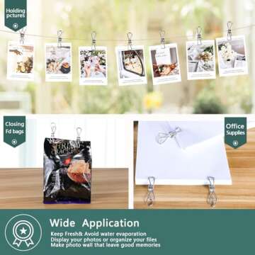 (50PCS) Stainless Steel Laundry Clothes Pins Heavy Duty Outdoor, Clothespins for Hanging Clothes, Metal Clips, Metal Clothes pins, Metal Snack Bag Chip Clips for Food Packages, Mini Clothes pins