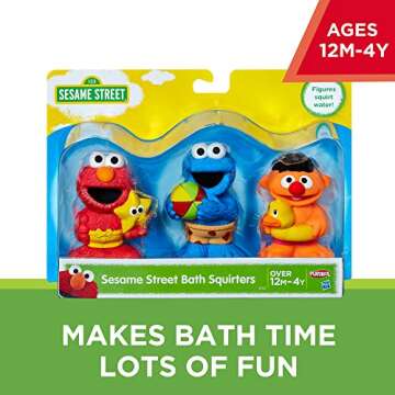 Sesame Street Bath Squirters, Bath Toys featuring Elmo, Cookie Monster and Ernie, Ages 12 Months - 4...