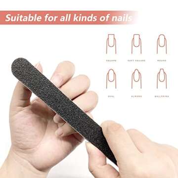 20 Pack 100/180 Grit Nail Files, Black Professional Reusable Emery Boards Nail File, Manicure Tool Suitable for Both Acrylic and Natural Nails
