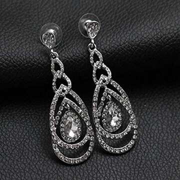 Elegant Crystal Teardrop Dangle Earrings for Women