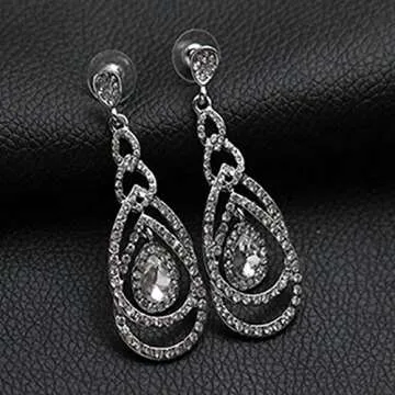 Elegant Crystal Teardrop Dangle Earrings for Women