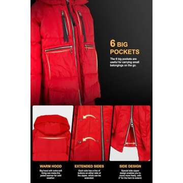 Orolay Women's Thickened Down Jacket Red Medium