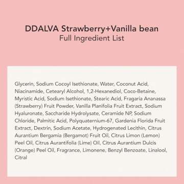 WHIPPED CREAM VEGAN CLEANSER DDALVA - Strawberry + Vanilla bean | For Dull Skin, Moisturizing Face Cleanser, Radiant Glow, Niacinamide, Hyaluronic Acid | Korean Skincare, 200ml (6.76 fl. oz)