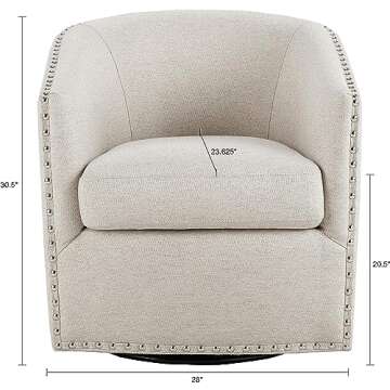 Madison Park Tyler Accent Chair - Curved Back Swivel Accent Chair, 7-Inch Thick Cushion Comfy Chair ...