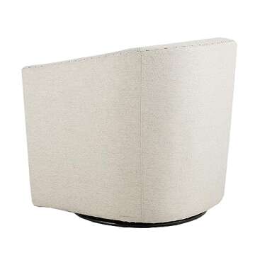 Madison Park Tyler Accent Chair - Curved Back Swivel Accent Chair, 7-Inch Thick Cushion Comfy Chair for Bedroom, Upholstered with Nailhead Details, Living Room Chair Barrel Design, 28" Wide, Neutral
