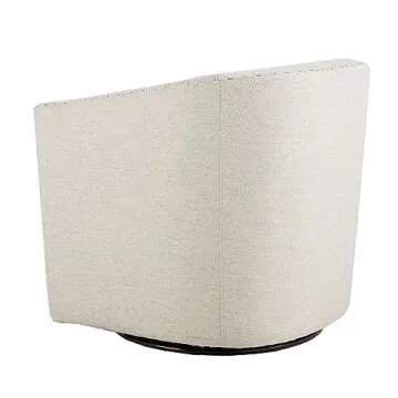 Madison Park Tyler Accent Chair - Curved Back Swivel Accent Chair, 7-Inch Thick Cushion Comfy Chair for Bedroom, Upholstered with Nailhead Details, Living Room Chair Barrel Design, 28" Wide, Neutral