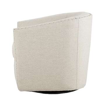 Madison Park Tyler Accent Chair - Curved Back Swivel Accent Chair, 7-Inch Thick Cushion Comfy Chair for Bedroom, Upholstered with Nailhead Details, Living Room Chair Barrel Design, 28" Wide, Neutral