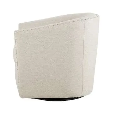 Madison Park Tyler Accent Chair - Curved Back Swivel Accent Chair, 7-Inch Thick Cushion Comfy Chair for Bedroom, Upholstered with Nailhead Details, Living Room Chair Barrel Design, 28" Wide, Neutral