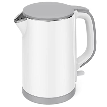 Electric Kettle, Double Wall 100% Stainless Steel Cool Touch Tea Kettle with 1500W Fast Boiling Heat...