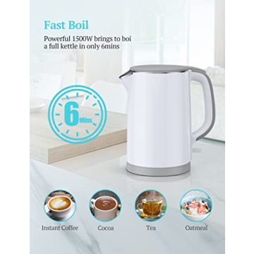 Electric Kettle Fast Boiling Double Wall Stainless Steel