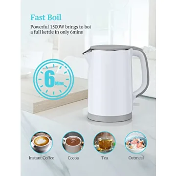 Electric Kettle Fast Boiling Double Wall Stainless Steel