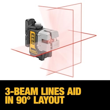 DEWALT Self-Leveling Line Laser, 3-Beam Accuracy